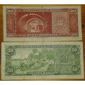 1945 Bolivia 20 & 50 Bolivianos note set