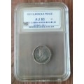 High grade 1923 union silver sixpence SANGS AU53 (1st issue)