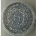 High grade 1923 union silver sixpence SANGS AU53 (1st issue)