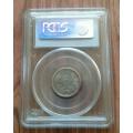 High grade 1896 ZAR Kruger silver sixpence PCGS AU55 (Almost Uncirculated)