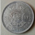 Scarce 1947 union silver 2 1/2 Shillings in lustrous proof (mintage: 2600)
