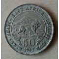 Nice 1937 East Africa silver 50c