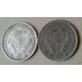Set of x2 union 1943 silver tickeys
