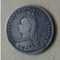 1891 British silver threepence as per images
