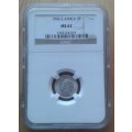 Lustrous 1943 union silver tickey NGC graded MS62 (Mint State)