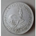 Scarcer 1955 union silver 5 Shillings in aXF (low mintage)