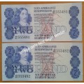 1981 Set of 2 consecutive R2 notes (Almost Uncirculated)
