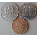 1990 Uncirculated set of 3 coins (50c-2c)