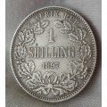 Very nice 1897 ZAR Kruger silver shilling in XF