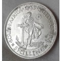 Excellent 1933 union silver shilling with AU details