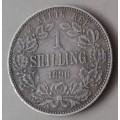 High grade 1896 ZAR Kruger silver shilling in axf