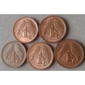 Sequential 1990-1994 1c set (5 coins)