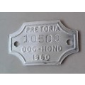 Vintage 1960 Pretoria dog licence tag