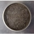 Top grade 1894 ZAR Kruger silver shilling ICG AU50