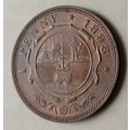 Excellent 1898 ZAR Kruger penny in AU