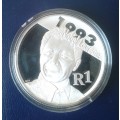 2007 Mandela proof silver R1 in case with certificate (1993 Nobel Laureate)