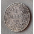Nice 1894 ZAR Kruger silver shilling in VF