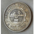 Nice 1897 ZAR Kruger silver 2 Shillings in XF