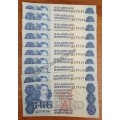 1981 Lot of 10 uncirculated notes in sequence
