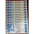 1981 Set of x10 uncirculated R2 notes in sequence