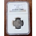 Higher grade 1897 ZAR Kruger silver shilling NGC XF45
