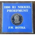Scarcer 1990 P.W Botha proof nickel R1 in case
