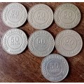 Lot of x7 Caesars Gauteng 50c casino tokens