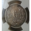 1897 ZAR Kruger silver sixpence NGC XF40