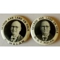 Set of 2 vintage Dr.D.F Malan pin badges