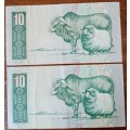 Set of 2 GPC de Kock 1980s R10 notes