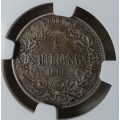 High grade 1896 ZAR Kruger silver shilling NGC XF40