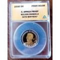 2008 Mandela 90th bday proof `Mirrored Rand` R5 ANACS PR69 DCAM (High Grade)