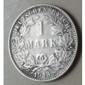 Scarce 1913 G German Empire silver 1 Mark in VF