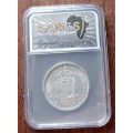 High grade 1945 union silver 2 1/2 Shillings SANGS AU55
