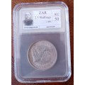 Higher grade 1896 ZAR Kruger silver 2 1/2 Shillings SANGS AU50