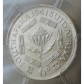Lustrous 1941 union silver sixpence PCGS MS62 (Mint State)