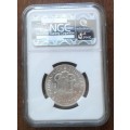 Almost mint state 1941 union silver 2 Shillings NGC AU58