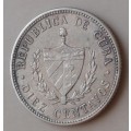 Scarcer 1916 Cuba silver 10 Centavos in AU+ (High value coin)