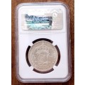Lustrous 1938 union silver 2 1/2 Shillings NGC AU58