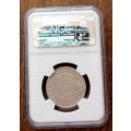 Nice 1943 union silver 2 Shillings NGC AU55