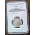 Lustrous 1938 union silver shilling NGC AU55
