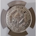 1940 Union silver sixpence NGC MS62