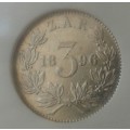 1896 ZAR Kruger silver tickey NGC AU53