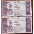 x4 GPC de Kock 1980s R20 notes in sequence