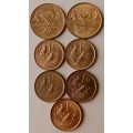 Lot of x7 higher grade republic bronze coins 2c/1c