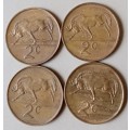 1987-1990 Republic 2c set in sequence (4 coins)
