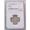 1938 Union silver shilling NGC AU53