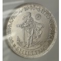 1941 Union silver shilling NGC AU58 (Bakewell Collection)