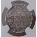Nice 1893 ZAR Kruger silver tickey NGC XF40
