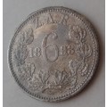 Nice 1893 ZAR Kruger silver sixpence in VF